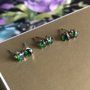 Emerald Earring Stud Trio!
